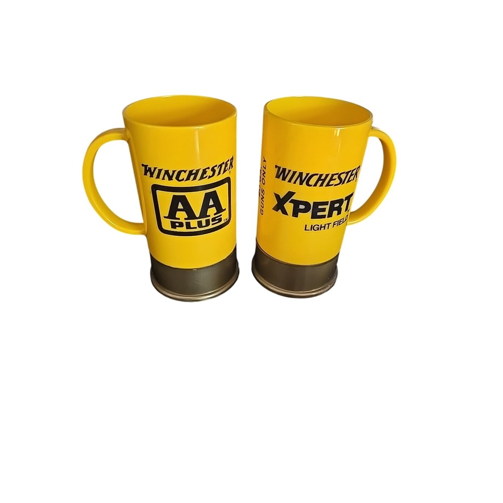 Vintage Winchester Shotgun Shell Mugs Pair AA Plus Xpert 20 Ga Yellow Big Shot